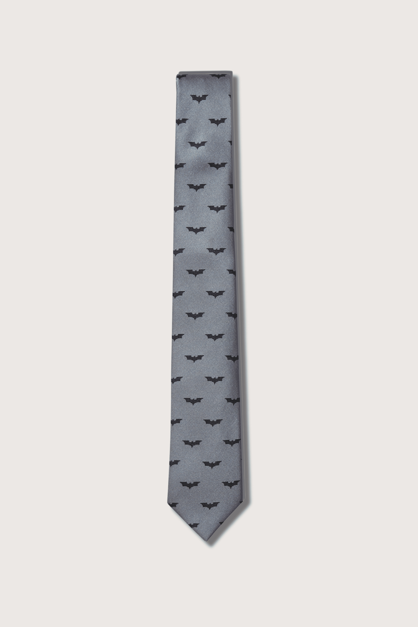 Batman Gris con Negro Corbata Poliéster Microbordado