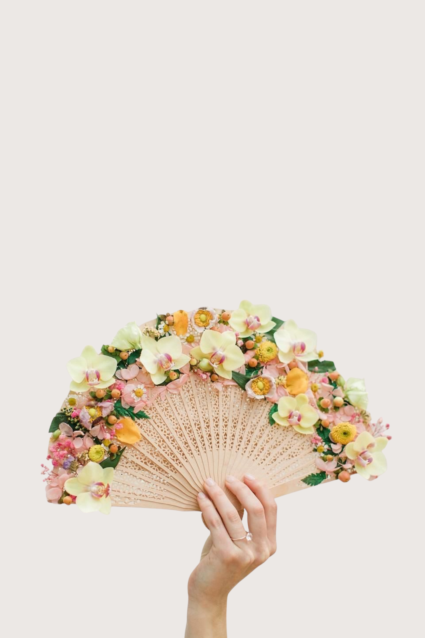 Abanicos flores artificiales