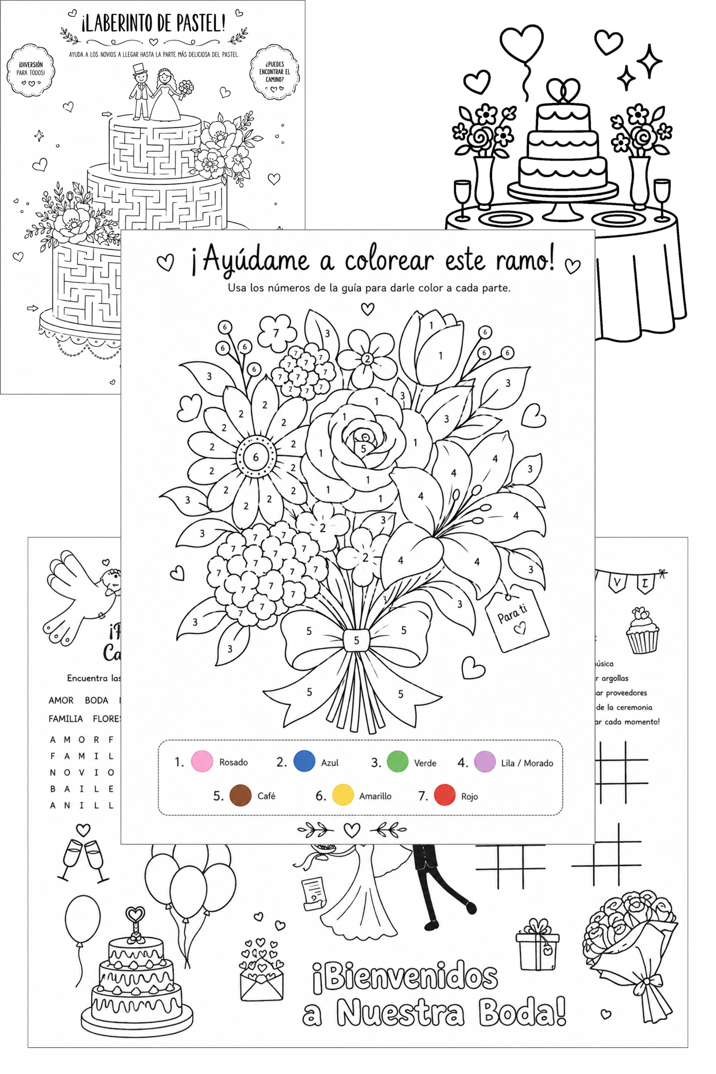 Libro de Actividades y para Colorear Niños Bodas