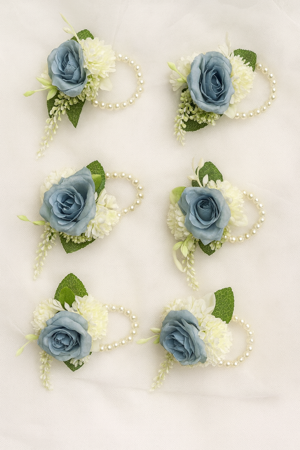 Corsage Flores Artificiales Pulsera con Perlas