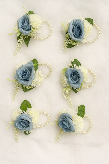 Corsage Flores Artificiales Pulsera con Perlas