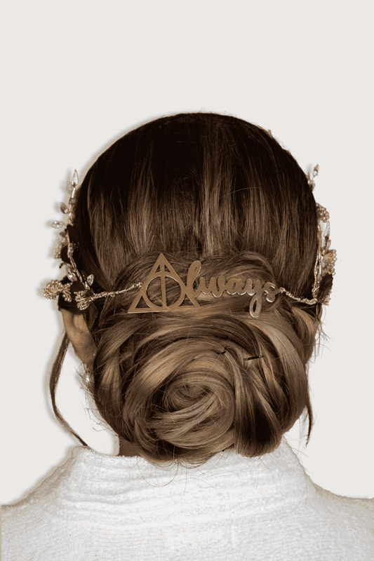 Tocado Inspirado en HP “Always” Rojo con Dorado