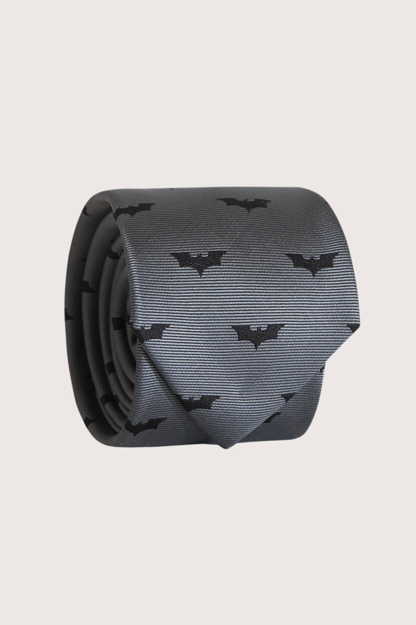 Batman Gris con Negro Corbata Poliéster Microbordado