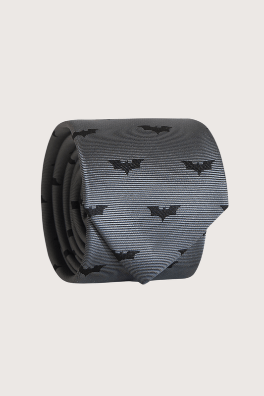 Batman Gris con Negro Corbata Poliéster Microbordado
