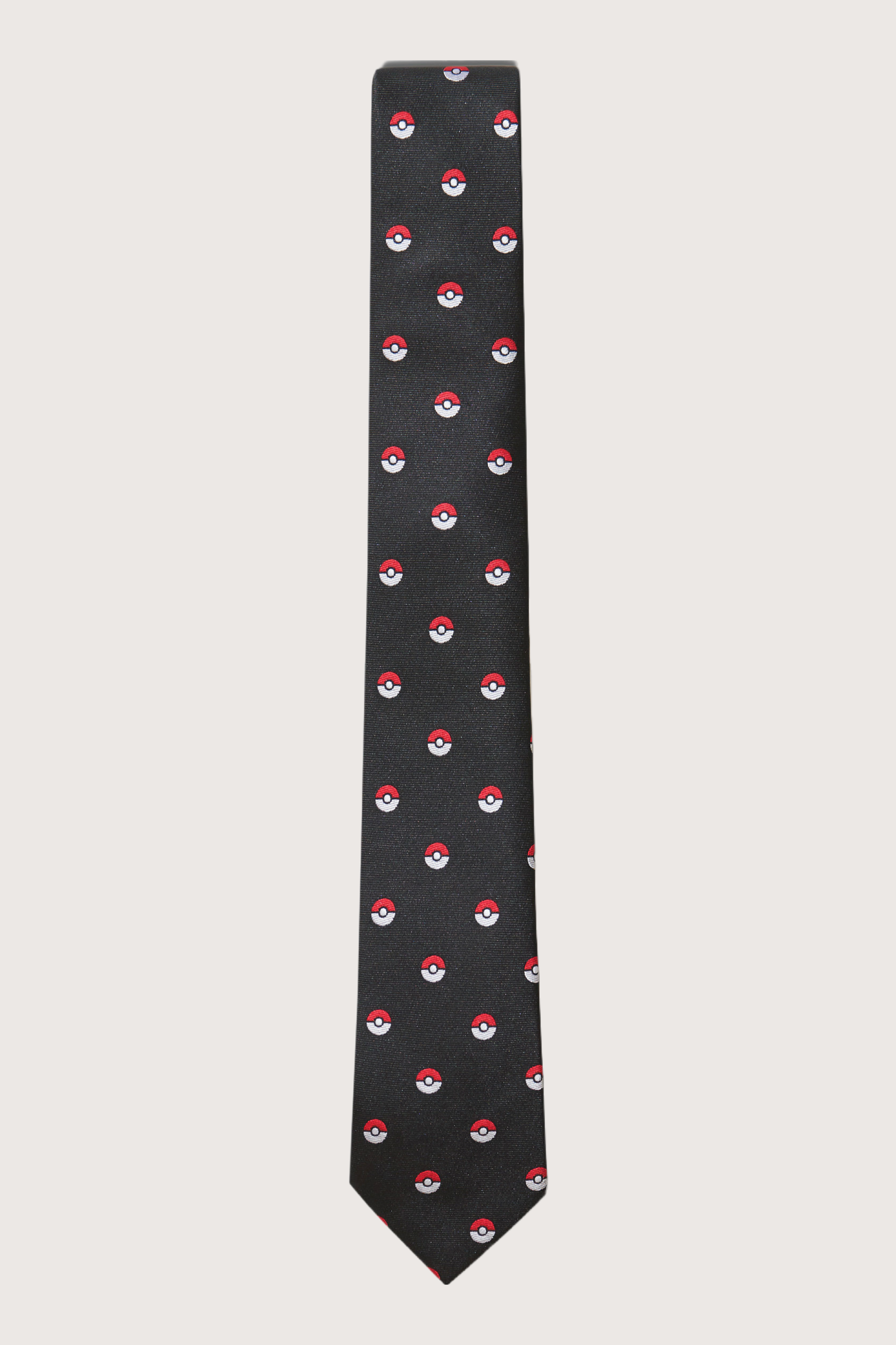 Corbata pokeball negro Microbordada poliester