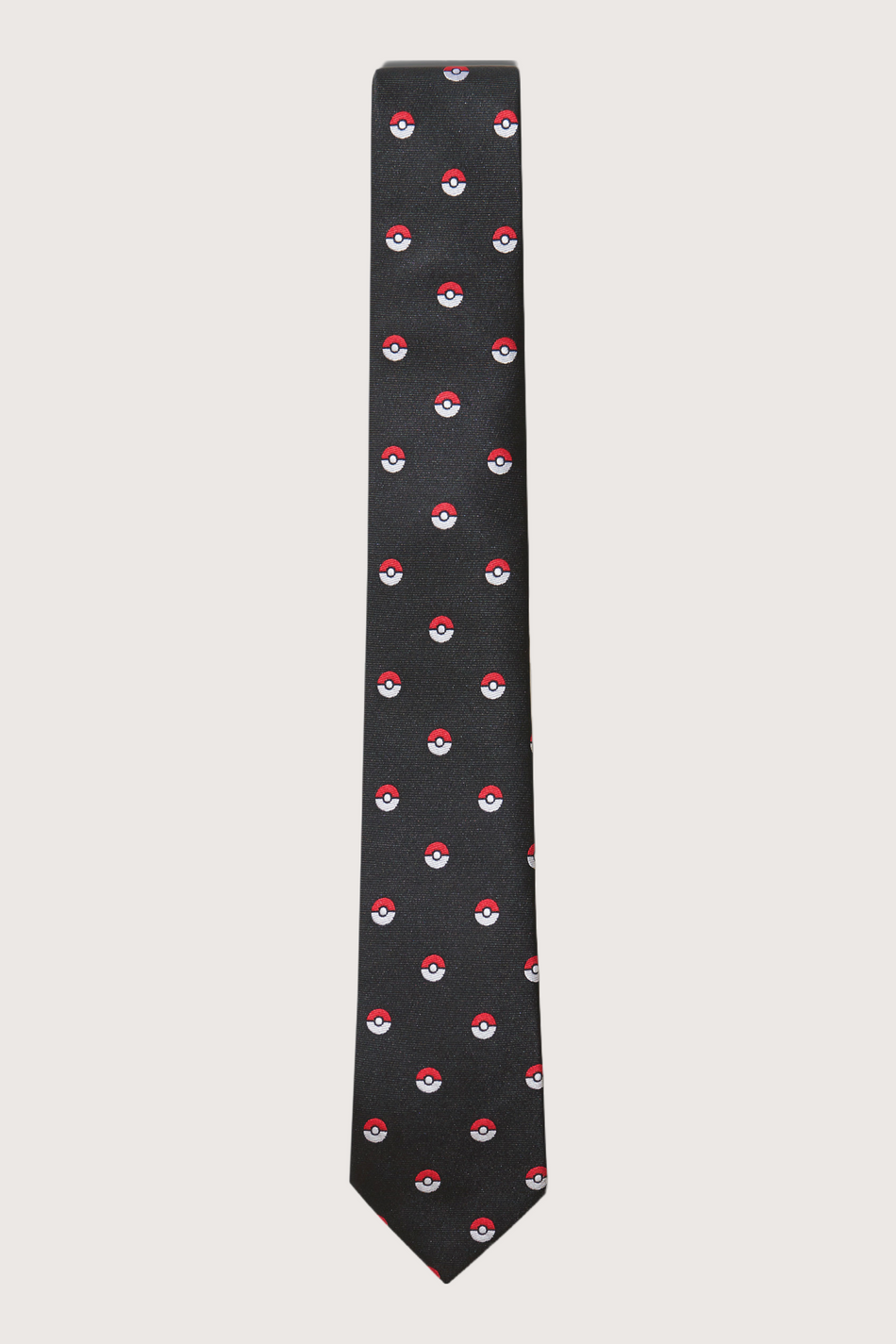 Corbata pokeball negro Microbordada poliester