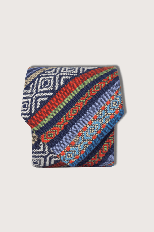 Caminos Corbata Etnia Algodón Microbordado
