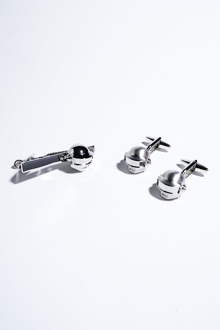 Cascos Clip con Mancuernillas Plateados