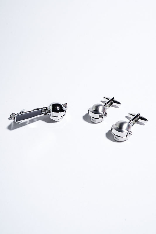 Cascos Clip con Mancuernillas Plateados