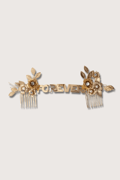 Tocado de novia “Forever” Dorado Floral