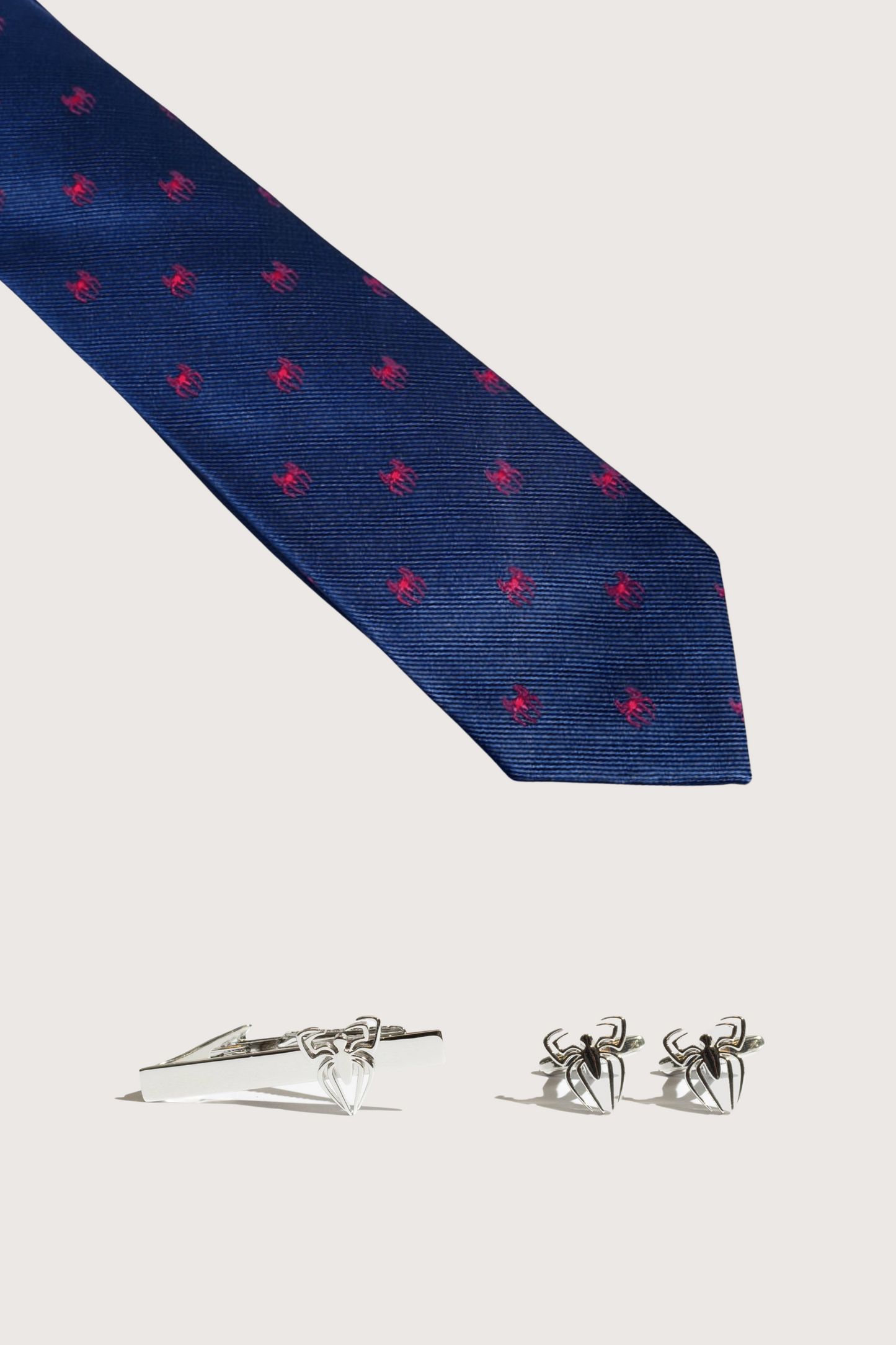 Set 3 en 1 Araña Azul Corbata, Clip y Mancuernillas