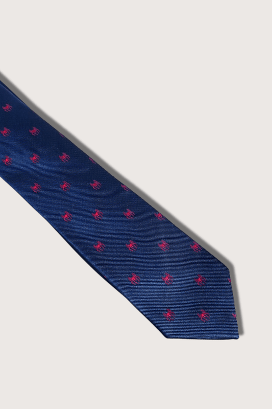 Arañas Corbata Azul con Rojo Poliéster Microbordado