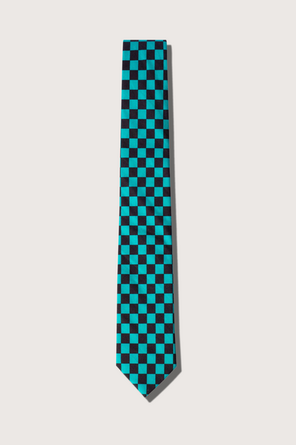 Cuadros Corbata Verde y Negro de Algodón Estampado