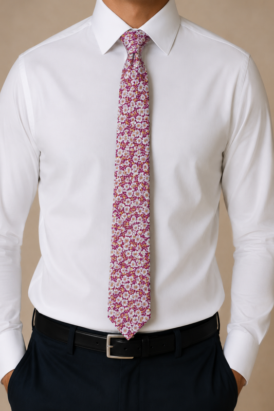 Corbata floral fucsia