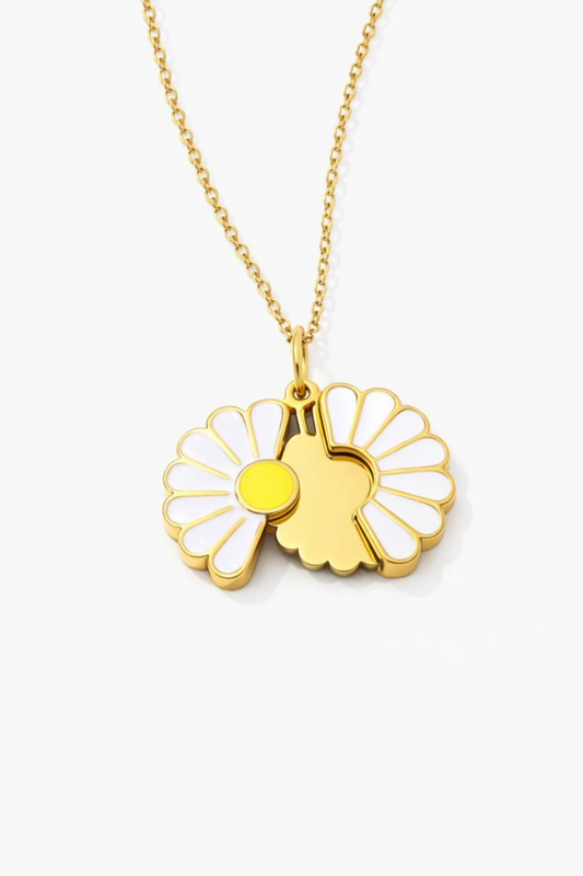 Collar Flor Dorado Doble Vista