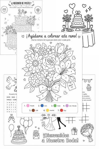 Libro de Actividades y para Colorear Niños Bodas