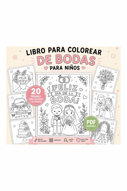 Libro de Actividades y para Colorear Niños Bodas