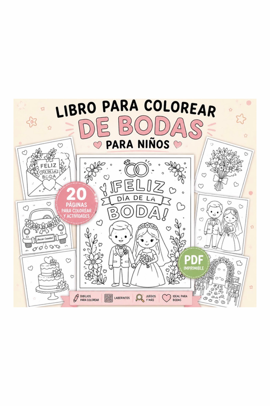 Libro de Actividades y para Colorear Niños Bodas