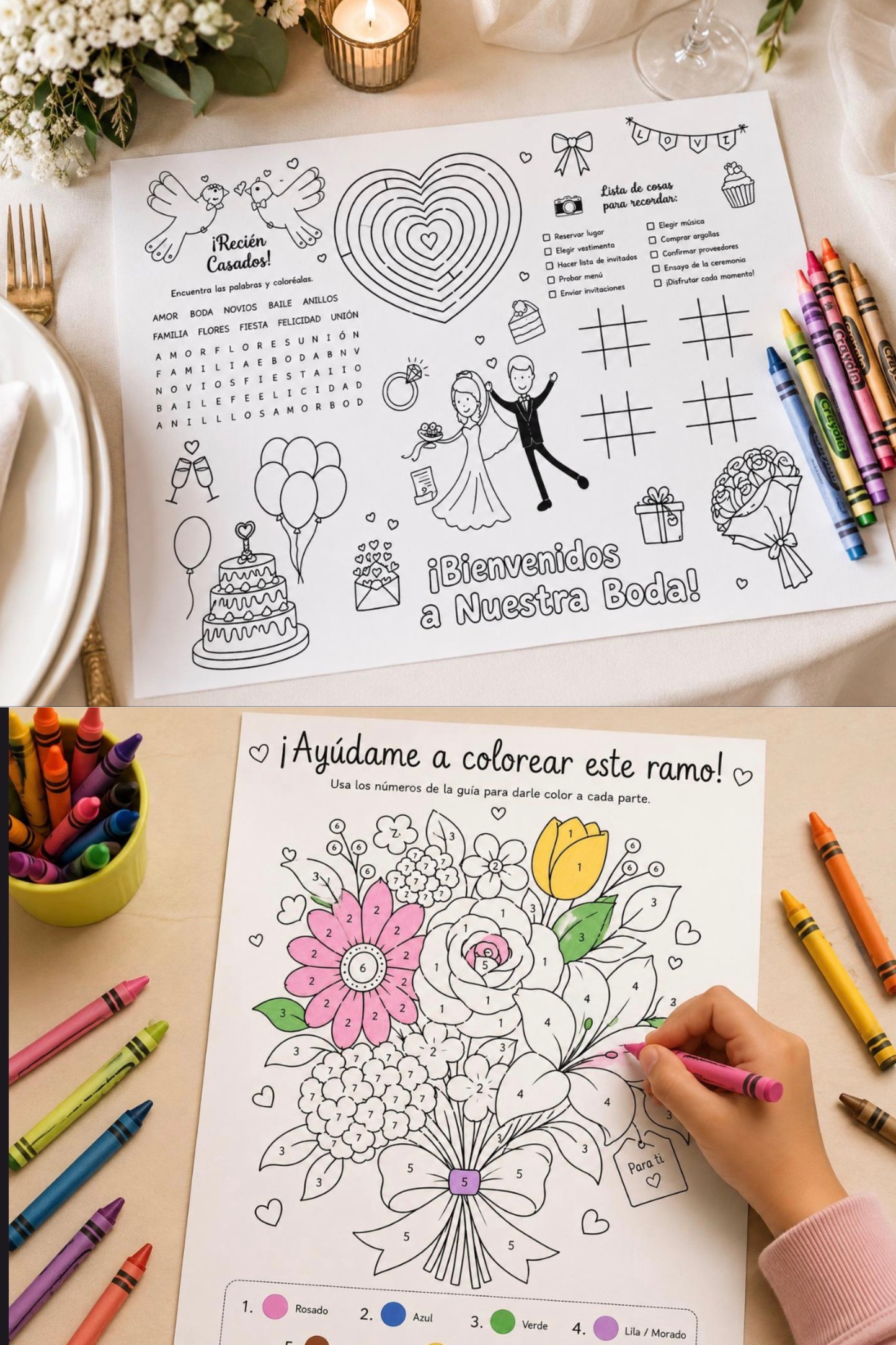 Libro de Actividades y para Colorear Niños Bodas