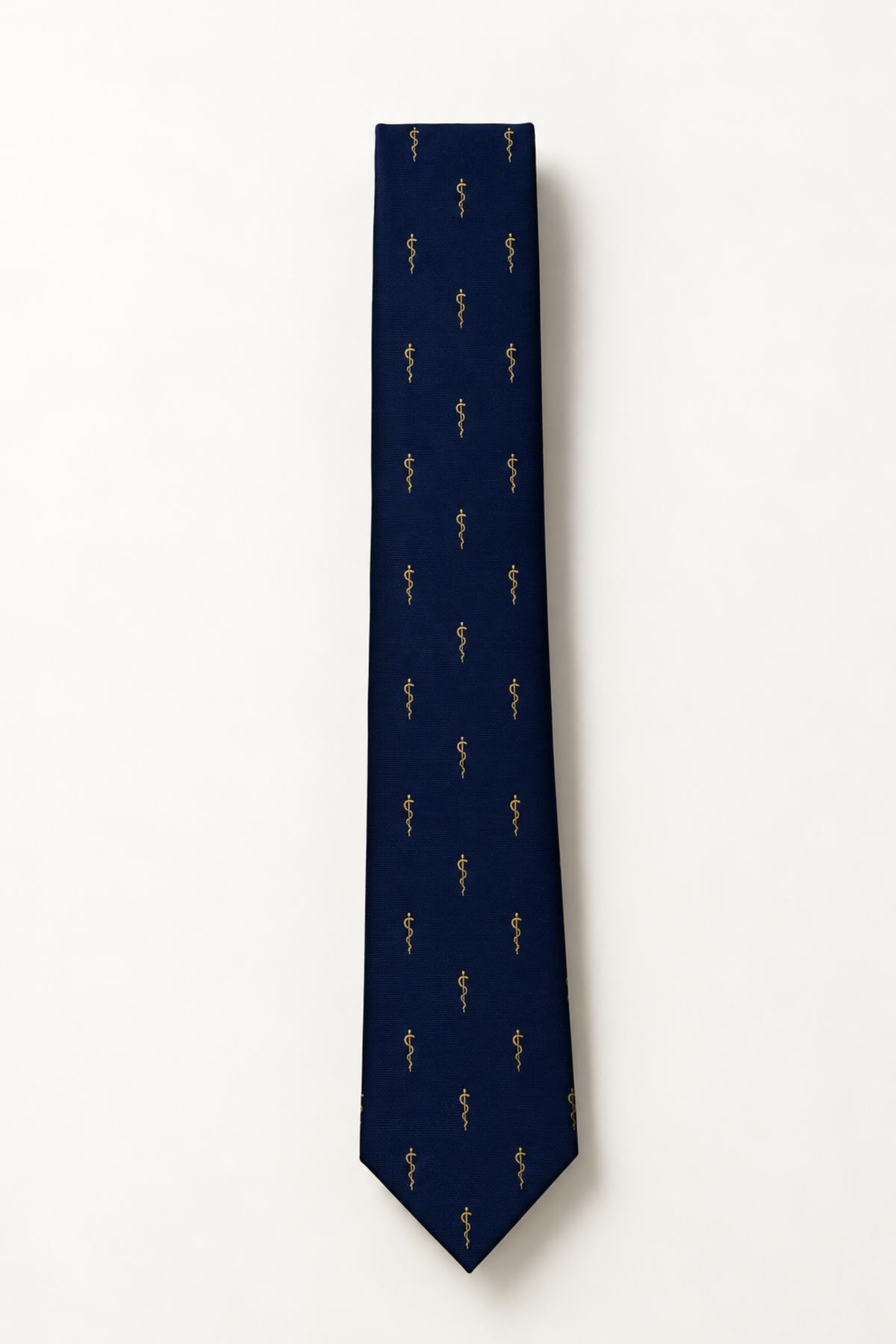 Vara de Esculapio Corbata Azul con Dorada Microbordada Poliéster