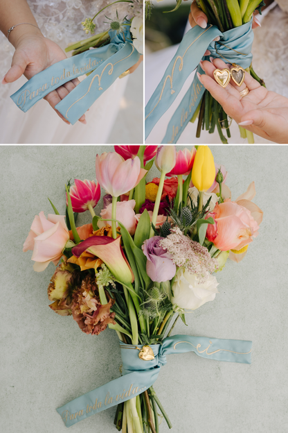 Cinta Bordada Personalizada para Ramo de Novia