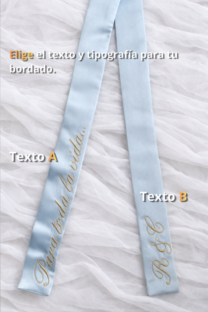 Cinta Bordada Personalizada para Ramo de Novia