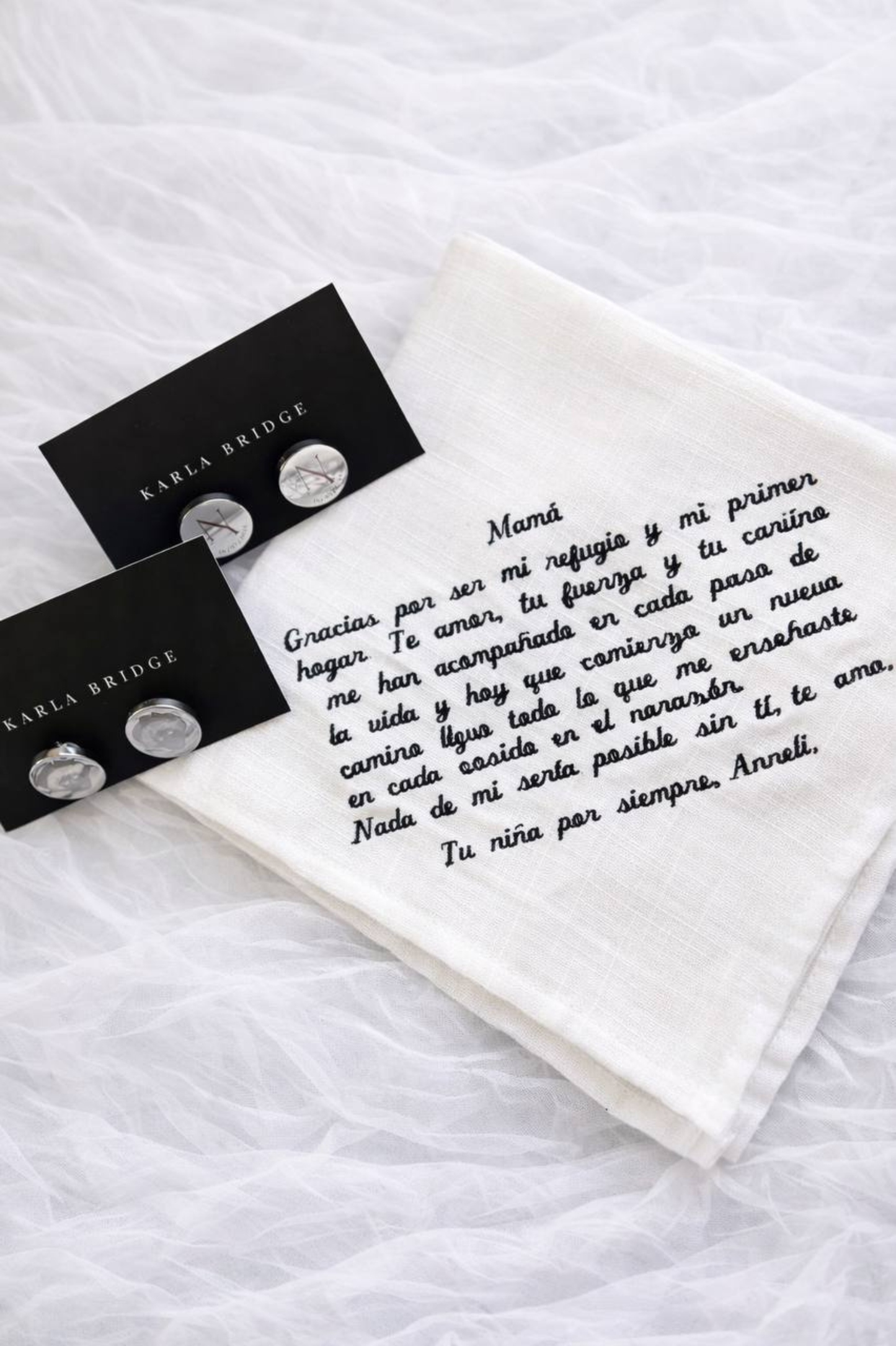 Pañuelo Lágrimas Lino Bordado con Frase Personalizada