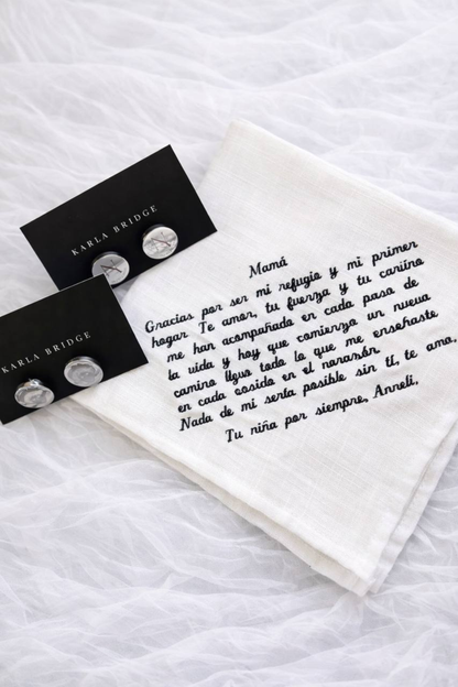 Pañuelo Lágrimas Lino Bordado con Frase Personalizada