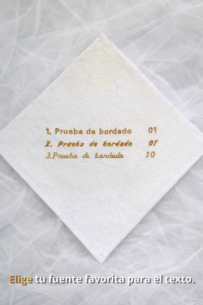Pañuelo Lágrimas Lino Bordado con Frase Personalizada