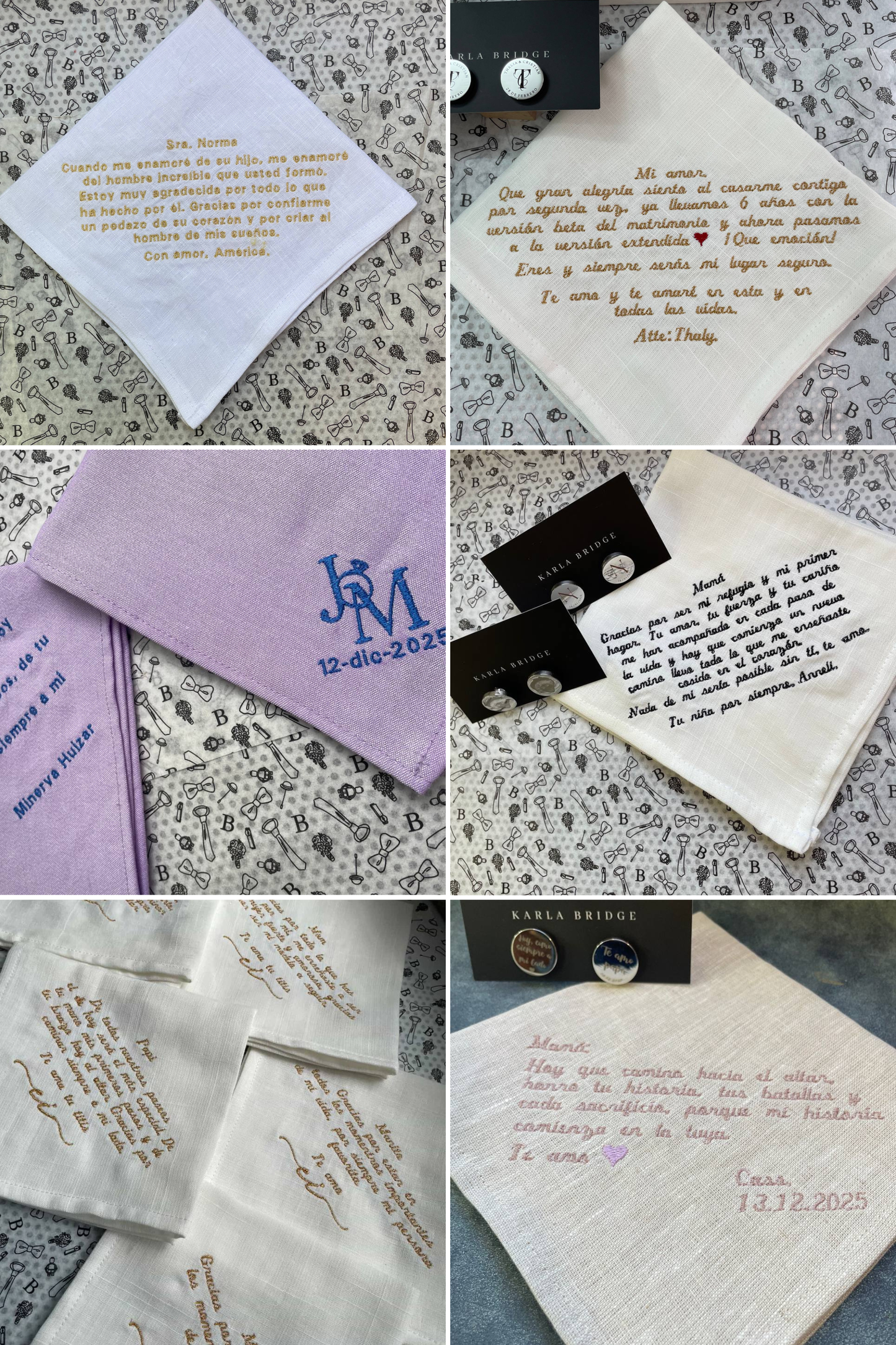 Pañuelo Lágrimas Lino Bordado con Frase Personalizada